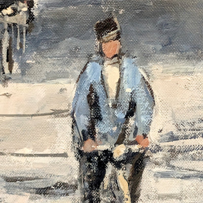 Pintura al óleo impresionista alemana de mediados de siglo de la Marienplatz de Múnich por Otto Hellmeier 🇩🇪