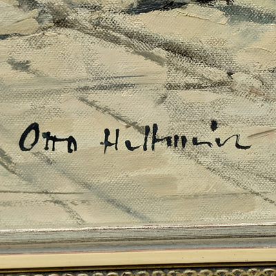 Pintura al óleo impresionista alemana de mediados de siglo de la Marienplatz de Múnich por Otto Hellmeier 🇩🇪