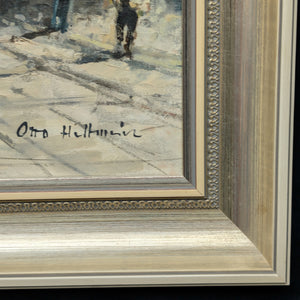 Mid-Century German Impressionist Oil Painting of Munich's Marienplatz by Otto Hellmeier (Cityscape) 🇩🇪📜🎨