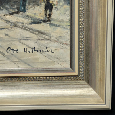 Pintura al óleo impresionista alemana de mediados de siglo de la Marienplatz de Múnich por Otto Hellmeier 🇩🇪