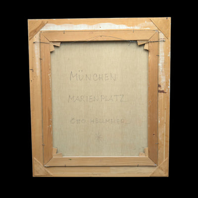 Pintura al óleo impresionista alemana de mediados de siglo de la Marienplatz de Múnich por Otto Hellmeier 🇩🇪