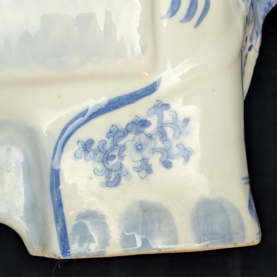 Vintage Blue & White Porcelain Elephant Stool (Chinoiserie Style) – Hand-Painted Accent Table, c. 1960 🐘💙⚜️