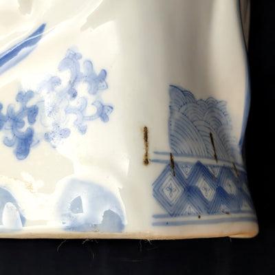 Vintage Blue & White Porcelain Elephant Stool (Chinoiserie Style) – Hand-Painted Accent Table, c. 1960 🐘💙⚜️