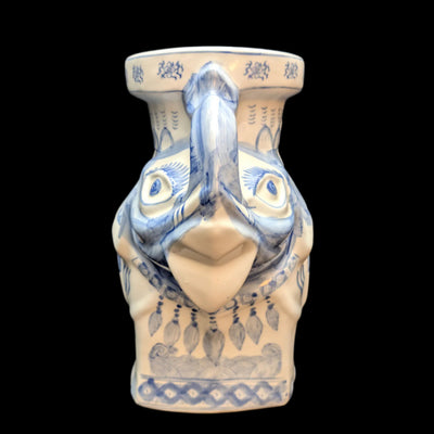 Vintage Blue & White Porcelain Elephant Stool (Chinoiserie Style) – Hand-Painted Accent Table, c. 1960 🐘💙⚜️