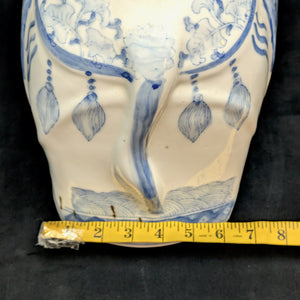 Vintage Blue & White Porcelain Elephant Stool (Chinoiserie Style) – Hand-Painted Accent Table, c. 1960 🐘💙⚜️