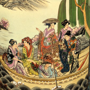 Large Chinese Export Umbrella Stand (RARE SIZE) – Satsuma Style Scenic Porcelain, Hand-Painted, c. 1950 🎨⛩️👑