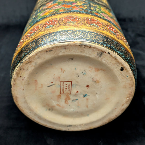Large Chinese Export Umbrella Stand (RARE SIZE) – Satsuma Style Scenic Porcelain, Hand-Painted, c. 1950 🎨⛩️👑