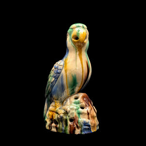 Vintage Sancai Glaze Parrot Figurine by Unknown Maker (Rare, Chinese Pottery), Circa Mid-20th Century 🦜🎨🏺