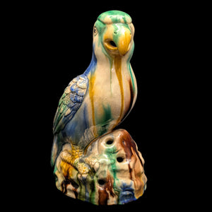 Vintage Sancai Glaze Parrot Figurine by Unknown Maker (Rare, Chinese Pottery), Circa Mid-20th Century 🦜🎨🏺