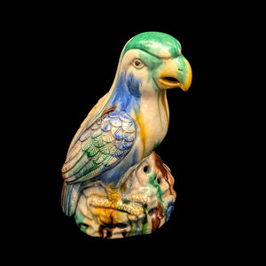Vintage Sancai Glaze Parrot Figurine by Unknown Maker (Rare, Chinese Pottery), Circa Mid-20th Century 🦜🎨🏺