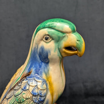 Vintage Sancai Glaze Parrot Figurine by Unknown Maker (Rare, Chinese Pottery), Circa Mid-20th Century 🦜🎨🏺