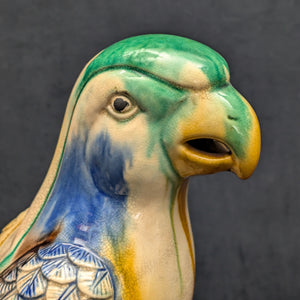 Vintage Sancai Glaze Parrot Figurine by Unknown Maker (Rare, Chinese Pottery), Circa Mid-20th Century 🦜🎨🏺