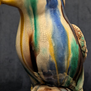 Vintage Sancai Glaze Parrot Figurine by Unknown Maker (Rare, Chinese Pottery), Circa Mid-20th Century 🦜🎨🏺