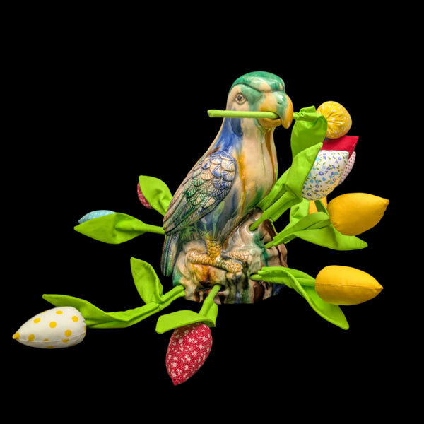 Vintage Sancai Glaze Parrot Figurine by Unknown Maker (Rare, Chinese Pottery), Circa Mid-20th Century 🦜🎨🏺