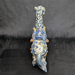 Decorative Porcelain Horse by A RISE – Blue & White Chinoiserie with Gold Gilt (RARE Mark), c. 1960 🐴💙👑