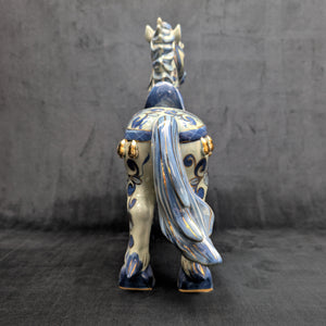 Decorative Porcelain Horse by A RISE – Blue & White Chinoiserie with Gold Gilt (RARE Mark), c. 1960 🐴💙👑
