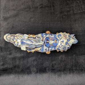 Decorative Porcelain Horse by A RISE – Blue & White Chinoiserie with Gold Gilt (RARE Mark), c. 1960 🐴💙👑