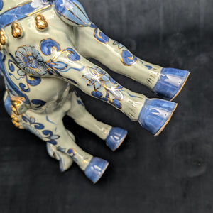 Decorative Porcelain Horse by A RISE – Blue & White Chinoiserie with Gold Gilt (RARE Mark), c. 1960 🐴💙👑