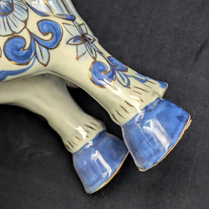 Decorative Porcelain Horse by A RISE – Blue & White Chinoiserie with Gold Gilt (RARE Mark), c. 1960 🐴💙👑