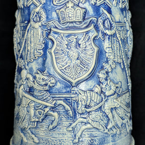 Limited Edition German Salt Glaze Stein – Medieval Knights Relief, RARE No. 1715 of 5000 (Western Germany), c. 1979 🍺🇩🇪🛡️