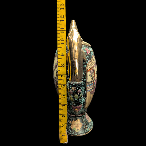 Vintage Hand-Painted Royal Satsuma Dolphin Vase (Hand-Painted, Dolphin), Circa 1950s 🐬🎨🏺