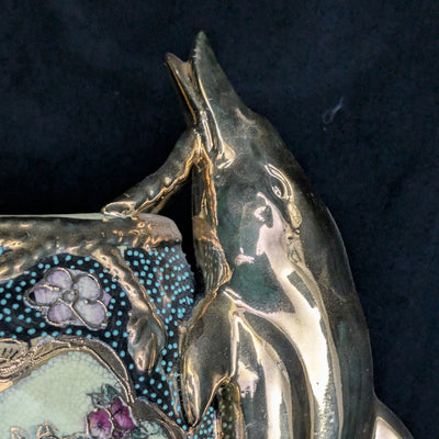 Vintage Hand-Painted Royal Satsuma Dolphin Vase (Hand-Painted, Dolphin), Circa 1950s 🐬🎨🏺