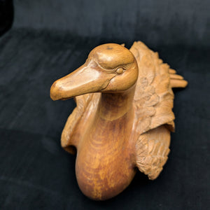 Hand-Carved Wooden Swan Sculpture by Unknown Maker (Folk Art, RARE), Circa Early-to-Mid 20th Century 🦢🪵✨