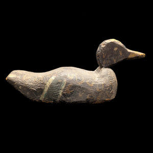 Vintage Hand-Carved Wooden Duck Decoy by Unknown Maker (Folk Art, Hunting), Circa 1940s 🦆🪵🌾