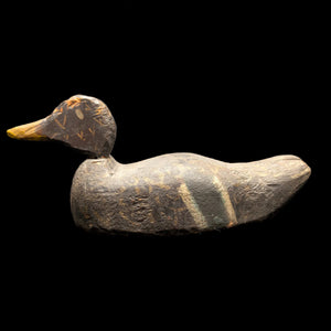 Vintage Hand-Carved Wooden Duck Decoy by Unknown Maker (Folk Art, Hunting), Circa 1940s 🦆🪵🌾