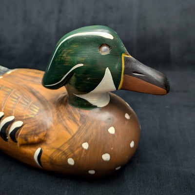 Vintage Hand-Carved Wooden Duck Decoy by Unknown Maker (Folk Art, Hunting), Circa 1940s 🦆🪵🌾
