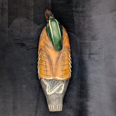 Vintage Hand-Carved Wooden Duck Decoy by Unknown Maker (Folk Art, Hunting), Circa 1940s 🦆🪵🌾