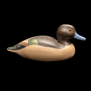 A vintage Green Winged Teal duck decoy with realistic details, vibrant colors, and excellent vintage condition.