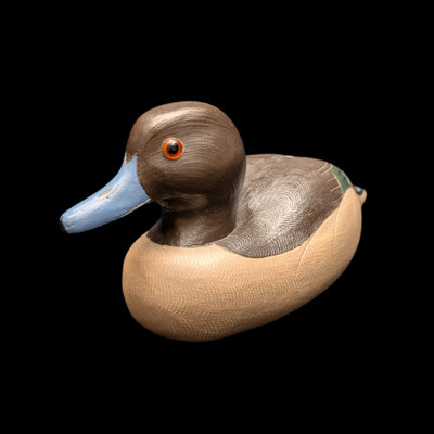 Handbemalte Lockenente mit grünen Flügeln im Vintage-Stil von Wildfowler Decoys (handbemalt, Jagd), 1985 🦆🎨🌿
