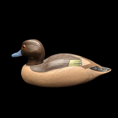 Handbemalte Lockenente mit grünen Flügeln im Vintage-Stil von Wildfowler Decoys (handbemalt, Jagd), 1985 🦆🎨🌿