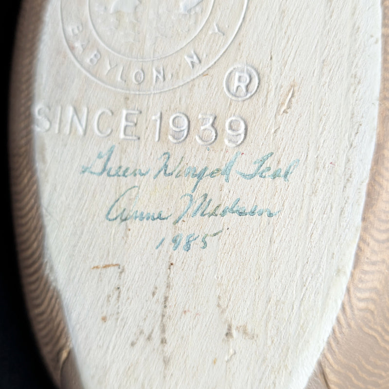 Handbemalte Lockenente mit grünen Flügeln im Vintage-Stil von Wildfowler Decoys (handbemalt, Jagd), 1985 🦆🎨🌿