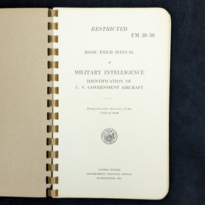 Basic Field Manual, FM 30-35, Identification of German Aircraft by United States War Department (RARE Restricted Edition), 1941 📜✈️💣