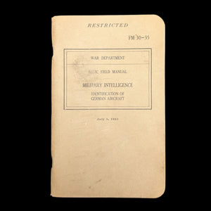 Basic Field Manual, FM 30-35, Identification of German Aircraft (RARE Restricted Edition), 1941 📜✈️💣