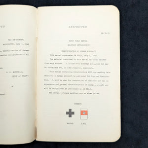 Basic Field Manual, FM 30-35, Identification of German Aircraft (RARE Restricted Edition), 1941 📜✈️💣