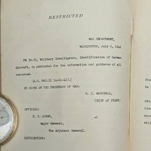 Basic Field Manual, FM 30-35, Identification of German Aircraft (RARE Restricted Edition), 1941 📜✈️💣