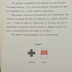 Basic Field Manual, FM 30-35, Identification of German Aircraft (RARE Restricted Edition), 1941 📜✈️💣