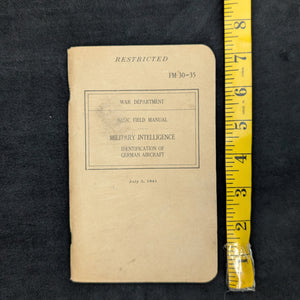 Basic Field Manual, FM 30-35, Identification of German Aircraft (RARE Restricted Edition), 1941 📜✈️💣
