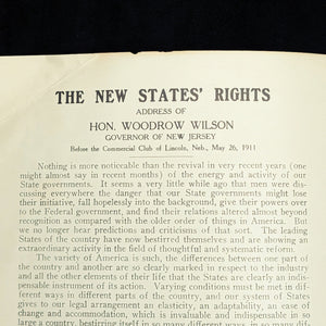 The New States’ Rights by Woodrow Wilson (First Edition Pamphlet, Governor of New Jersey), 1911 🇺🇸📜🏛️