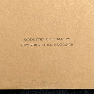 The New York Stock Exchange (History, Organization, Operation, Service), First Edition, 1926 🏛️💰📈