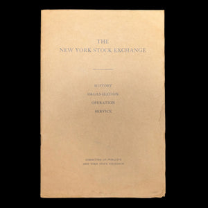The New York Stock Exchange (History, Organization, Operation, Service), First Edition, 1926 🏛️💰📈
