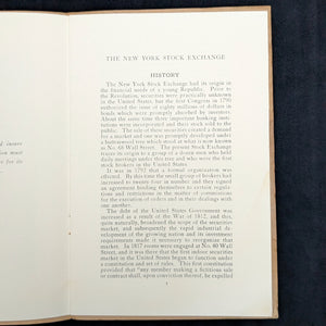 The New York Stock Exchange (History, Organization, Operation, Service), First Edition, 1926 🏛️💰📈