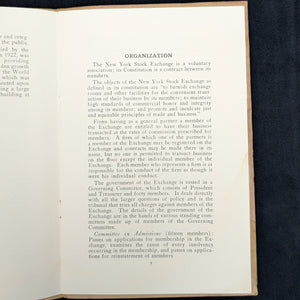 The New York Stock Exchange (History, Organization, Operation, Service), First Edition, 1926 🏛️💰📈