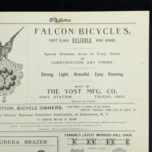 American Magazine Advertisement Page (Falcon Bicycles, Ladies' Leggings, & Bicycle Theft Insurance), 1895 🚴‍♀️⚙️🇺🇸