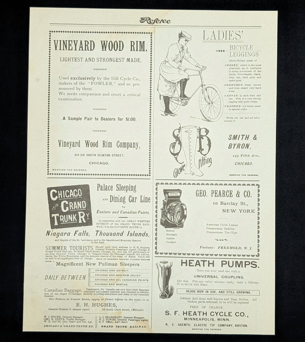 American Magazine Advertisement Page (Falcon Bicycles, Ladies' Leggings, & Bicycle Theft Insurance), 1895 🚴‍♀️⚙️🇺🇸