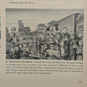 LIFE Magazine Wartime Ad (Do We Have to Learn This Lesson Twice? - Paper Cup Policy), November 1942 🇺🇸😷🚢