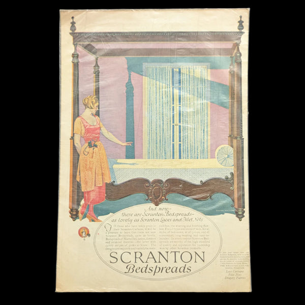 Scranton Bedspreads Color Advertisement by Coles Phillips (Art Deco Illustration), Circa 1925 🎨🛌🇺🇸